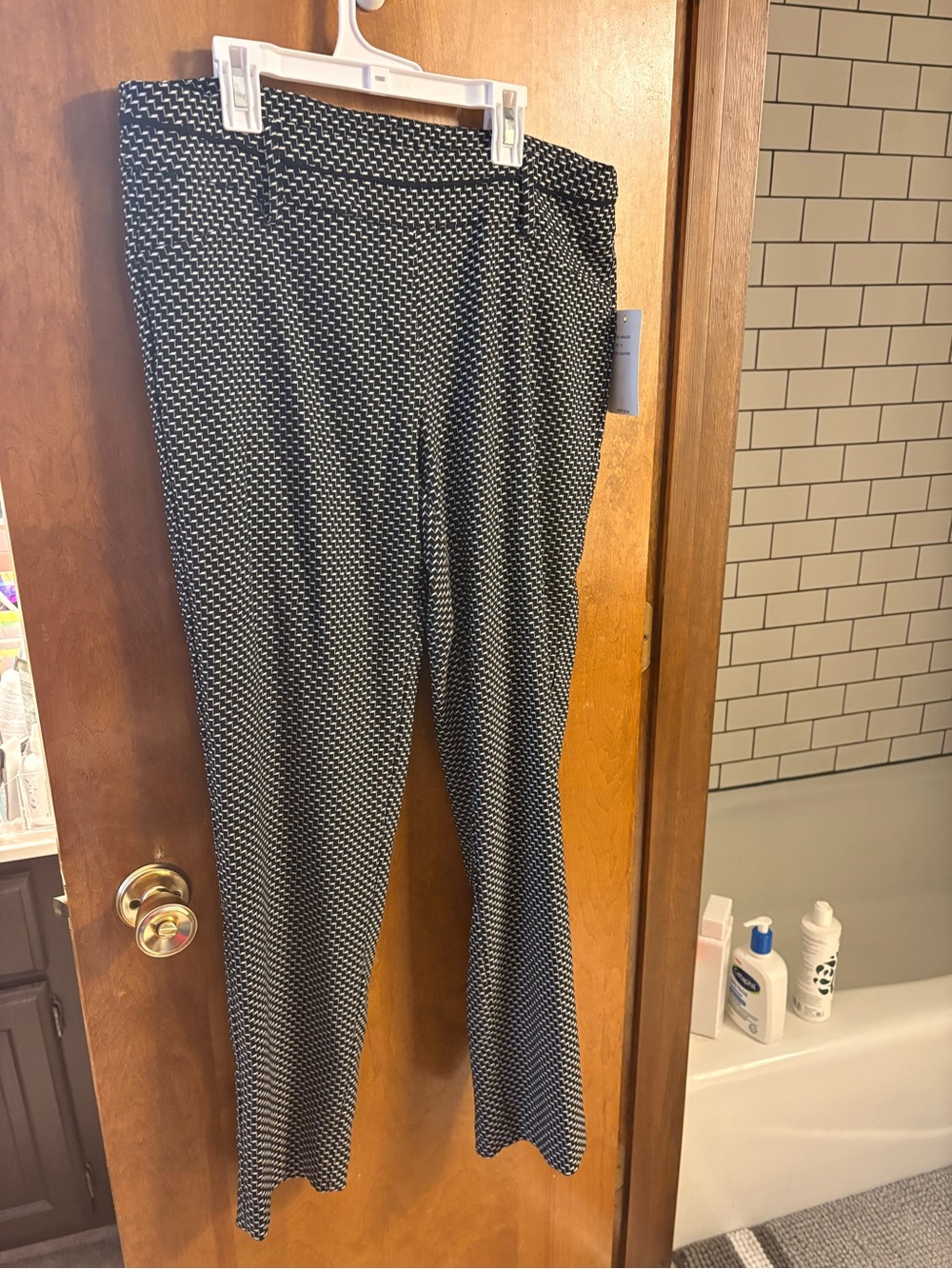 Zac & Rachel Black and White Micro-Pattern Straight-Leg Trousers